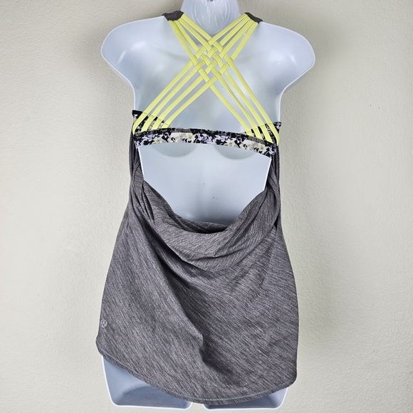 Lululemon Wild Tank Open Crossback Heathered Gray / Neon Yellow Size 6 - Picture 8 of 13